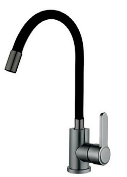 ATEX EZA-011 GRAPHITE REFL.BLACK Смес. для кухни с сил.изл.из нерж.стали (изл.черный)(с подводкой)
