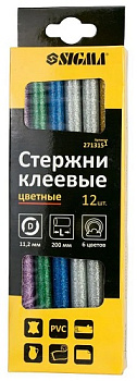 набор стержней клеевых Ø11,2×200мм 12шт 0,24кг (цветные) SIGMA