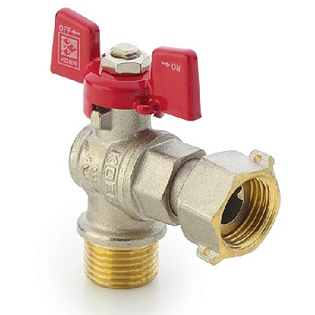 KOER KR.221 - кран шаровый 1/2" ГШБ с накидной гайкой УГЛОВОЙ