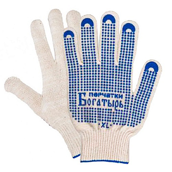 перчатки х/б ПВХ "Богатырь" XL (уп 10)
