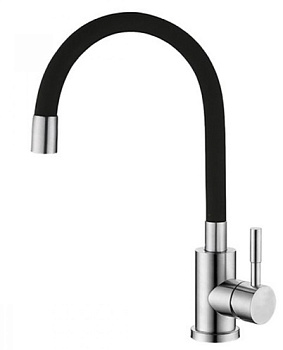 ATEX SUS-011 REFL. BLACK Смес. Для кухни с сил. изл. из нерж. стали SUS304 (изл. черн.)(с подводкой)