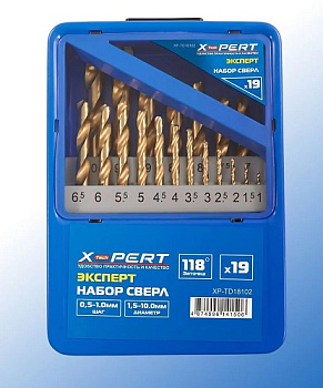 набор сверл по металлу (1.0-10.0мм) 19шт кейс металл X-PERT