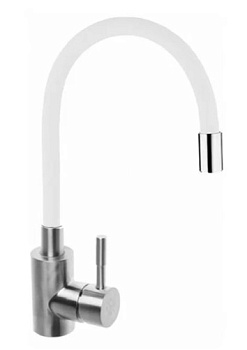 ATEX SUS-011 REFL. WHITE Смес. для кухни с сил. изл. из нерж. стали SUS304 (изл. белый)(с подводкой)