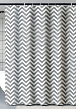 ZERIX SCP-016-180x200 Шторка для ванной из полиэтилена (Узор "Зигзаг" бело-черный)