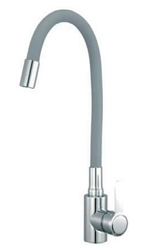 ATEX EZA-011 CHROME REFL.GRAY Смес. для кухни с сил. изл. из нерж. стали (изл.серый)(с подводкой)