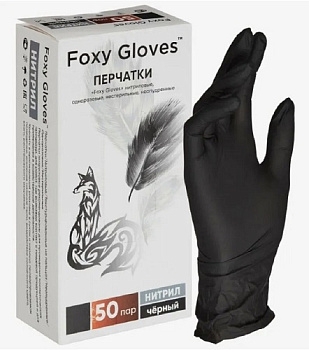 перчатки нитриловые черные Foxy M (50 пар)