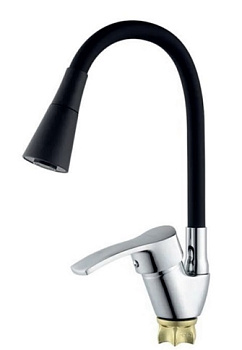 ATEX YUB 011-279 (NUT) REFL.BLACK Смеситель для кухни с силик. изливом (цв.изл.черный)(10 шт/ящ)